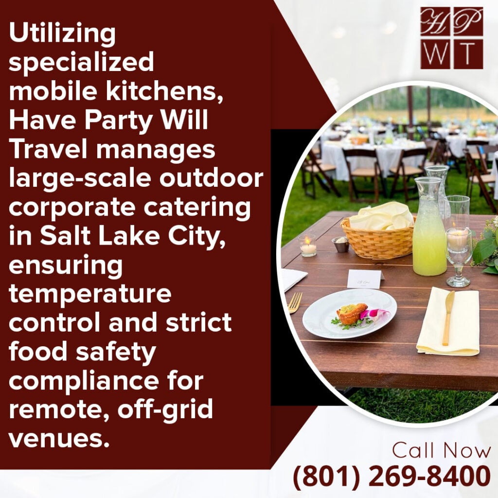 How Do I Plan an Outdoor Corporate Catering Event in Salt Lake City? 1 Professional event catering logistics and planning for banquet events with coordinated staffing and venue management