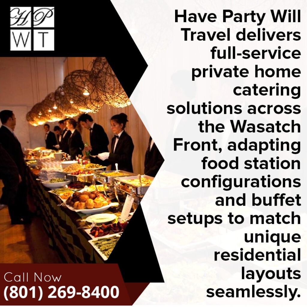 What Should I Look for in Private Event Catering for My New Home? 1 Private home catering service featuring elegant buffet dining and professional event staff at a residential venue