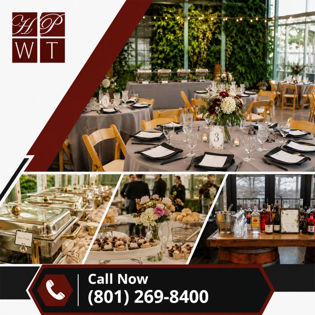Why Should You Hire Professional Event Caterers for Your Open House? 1 Elegant wedding reception catering setup with buffet stations, desserts, beverage service and floral table centerpieces