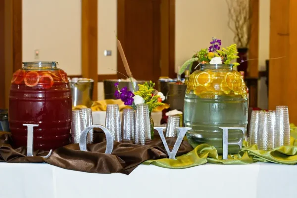 Catered event with gourmet food presentation